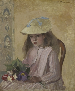 Jeanne Pissarro, Called Minette, with a Bouquet by Camille Pissarro