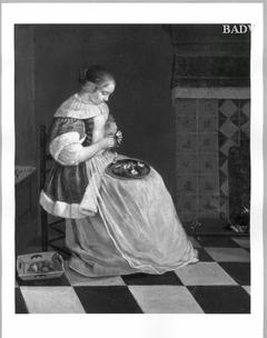Junge Frau beim Birnenschälen by Pieter Cornelisz van Slingelandt