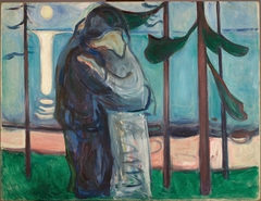 Kiss on the Shore by Moonlight by Edvard Munch