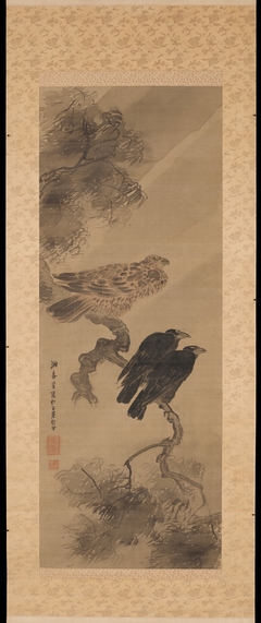 Kite and two crows by Yosa Buson