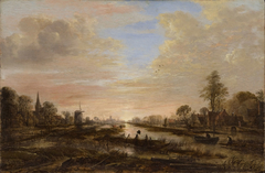 Landscape with a River at Twilight by Aert van der Neer