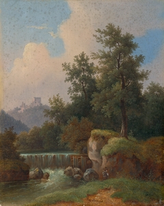 Landscape with Castle and Dam by Josef Jonas