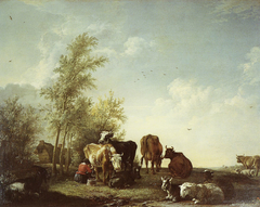 Landscape with Cattle and a Milkmaid by Paulus Potter