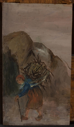 Little girl carrying brushwood by Tadeusz Makowski