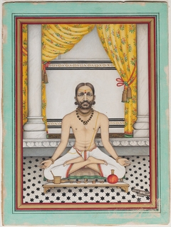 Maharaja Ram Singh II of Jaipur (r. 1835-80) at Worship by anonymous painter