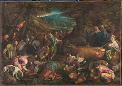 Moses schlägt Wasser aus dem Felsen by Girolamo da Ponte
