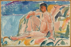 Naked Man on Rock by Edvard Munch