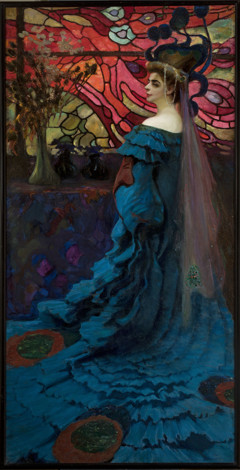 Peacock - Portrait of Zofia Borucińska née Jakimowicz. by Kazimierz Stabrowski