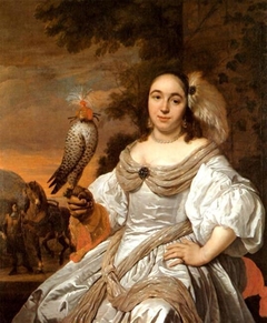 Portrait of a woman with a falcon