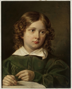 Portrait of a writing child by Jan Nepomucen Głowacki