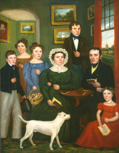 Portrait of an Unknown Family with a Terrier by Anonymous
