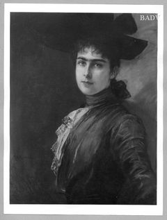 Porträt einer jungen Dame (mit großem Hut) by Friedrich August von Kaulbach