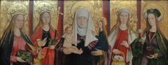 Predella mit den hll. Barbara, Margaretha, Anna Selbdritt, Dorothea und Maria Magdalena by Bartholomäus Zeitblom