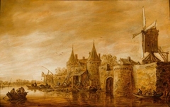 River Landscape with Windmill and City Wall