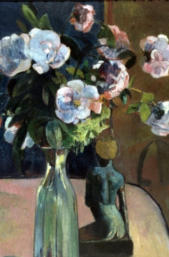 Roses and Statuette by Paul Gauguin