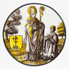 Roundel with Saint Basil the Great with a Donor by Anonymous