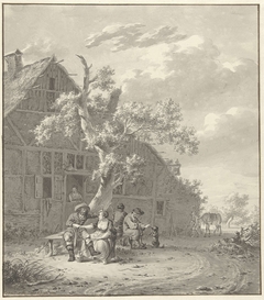 Rustende wandelaars bij herberg by Dirk Jan van der Laan