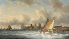 Schepen bij Dordrecht by François Carlebur