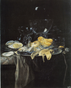 Seafood, Onion, and Glassware by Willem van Aelst