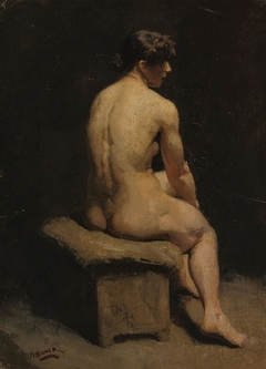Seated Female Nude by Marius Bauer