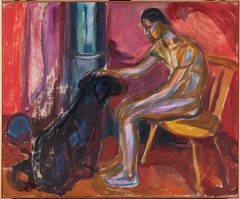 Seated Naked Man with Dog