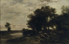 Shepherdess watering her Flocks