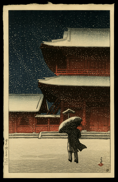 Snow at Zojoji Temple by Kawase Hasui