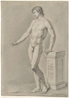 Staand mannelijk naakt bij een zuiltje by Jan Swart