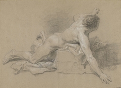 Studie van een mannelijk naakt, liggend op zijn buik by Lambertus Antonius Claessens