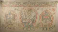 Tantric Temple Banner of a Dancing Goddess Flanked by Dakinis by anonymous painter