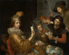 The Card Game on the Cradle: Allegory by Unknown Artist