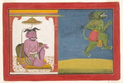 The Demon Hiranyaksha Departs the Demon Palace: Folio from a Bhagavata Purana Series by Anonymous