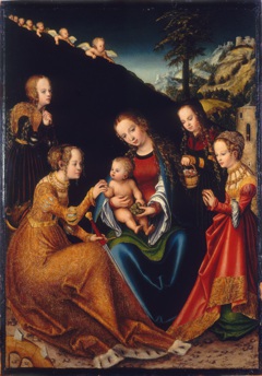 The Mystic Marriage of Saint Catherine of Alexandria with Saints Dorothy, Margaret and Barbara by Circle of Lucas Cranach the Elder