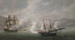 The Naval Battle at Alvøen near Bergen by Johan Christian Dahl