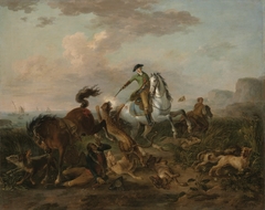 The Prince of Nassau hunting a jaguar. by Jean-Baptiste Le Paon