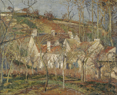 The Red Roofs, Côte Saint-Denis at Pontoise, Winter Effect by Camille Pissarro
