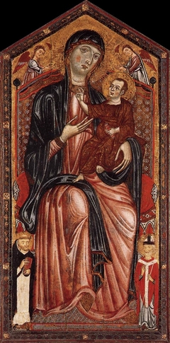 The Virgin and Child enthroned with Saints Dominic and Martin, and two Angels by Master of the Magdalen