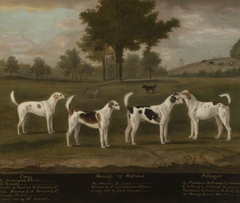 Two Couples of Foxhounds in a Park Landscape with two Terriers by Francis Sartorius