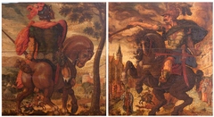 Two Warriors on Horseback: Titus Manlius Torquatus and Marcus Curtius (after Hendrik Goltzius)