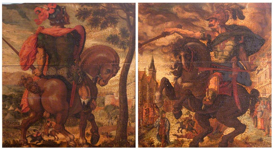 Two Warriors on Horseback: Titus Manlius Torquatus and Marcus Curtius (after Hendrik Goltzius)