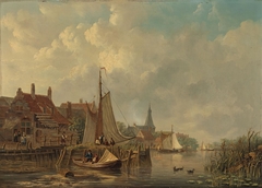 View of a River near Giessen-Nieuwkerk by Frans Jacobus van den Blijk