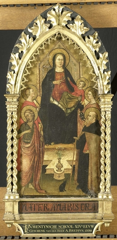 Virgin and Child Enthroned with Four Saints, Saints John the Baptist, Antony Abbot, Elizabeth of Hungary, a female saint by Unknown Artist