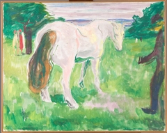White Horse in a Green Meadow by Edvard Munch