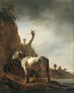White Horse on a River Bank by Philips Wouwerman
