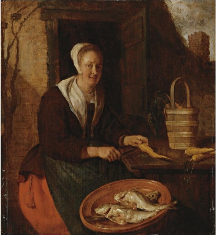 Woman Cleaning Carrots
