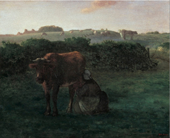 Woman Milking a Cow by Jean-François Millet