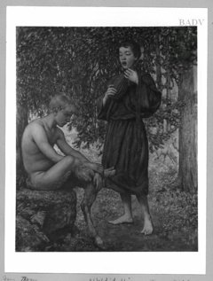 Young faun and singing boy by Hans Thoma