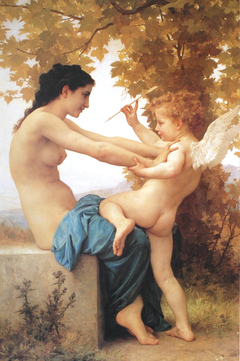 Young Girl Defending Herself Against Eros by William-Adolphe Bouguereau