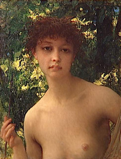 Young huntress in bust by Ernest Hébert