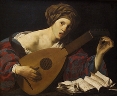Young Woman Tuning a Lute by Hendrick ter Brugghen